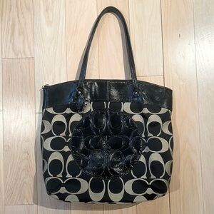 Coach Stylish Black and Gray Tote Bag